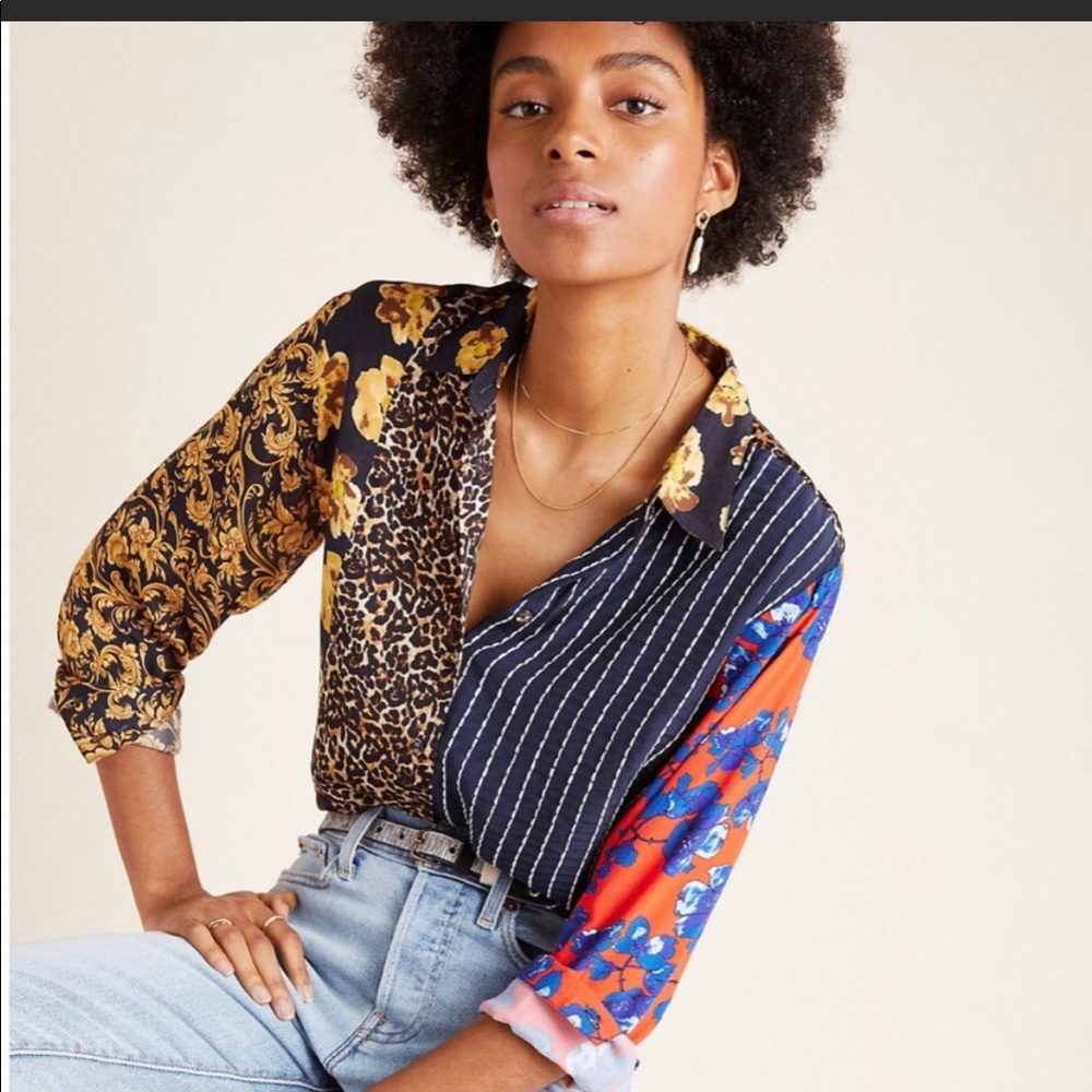 New with tags size small Anthropologie Drhuv Kapoor printed blouse